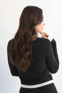 Fashion Styled Sweater tipo blazer cadenas Negro