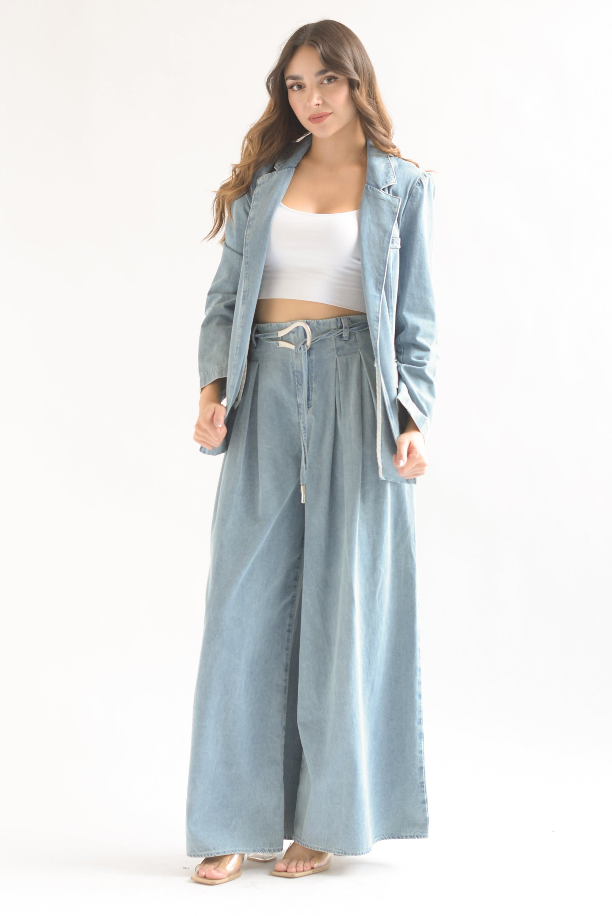 Set Pantalón super wide y Blazer Denim