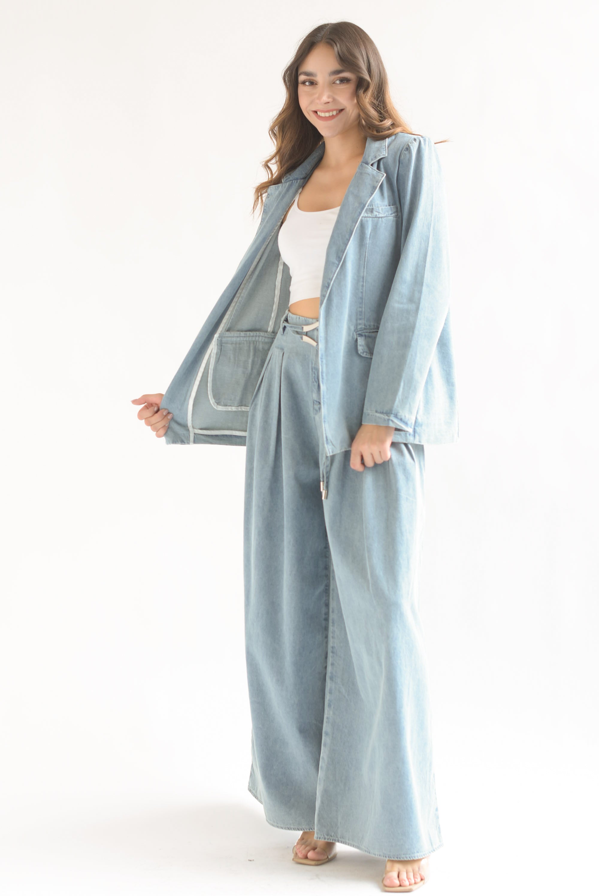 Set Pantalón super wide y Blazer Denim