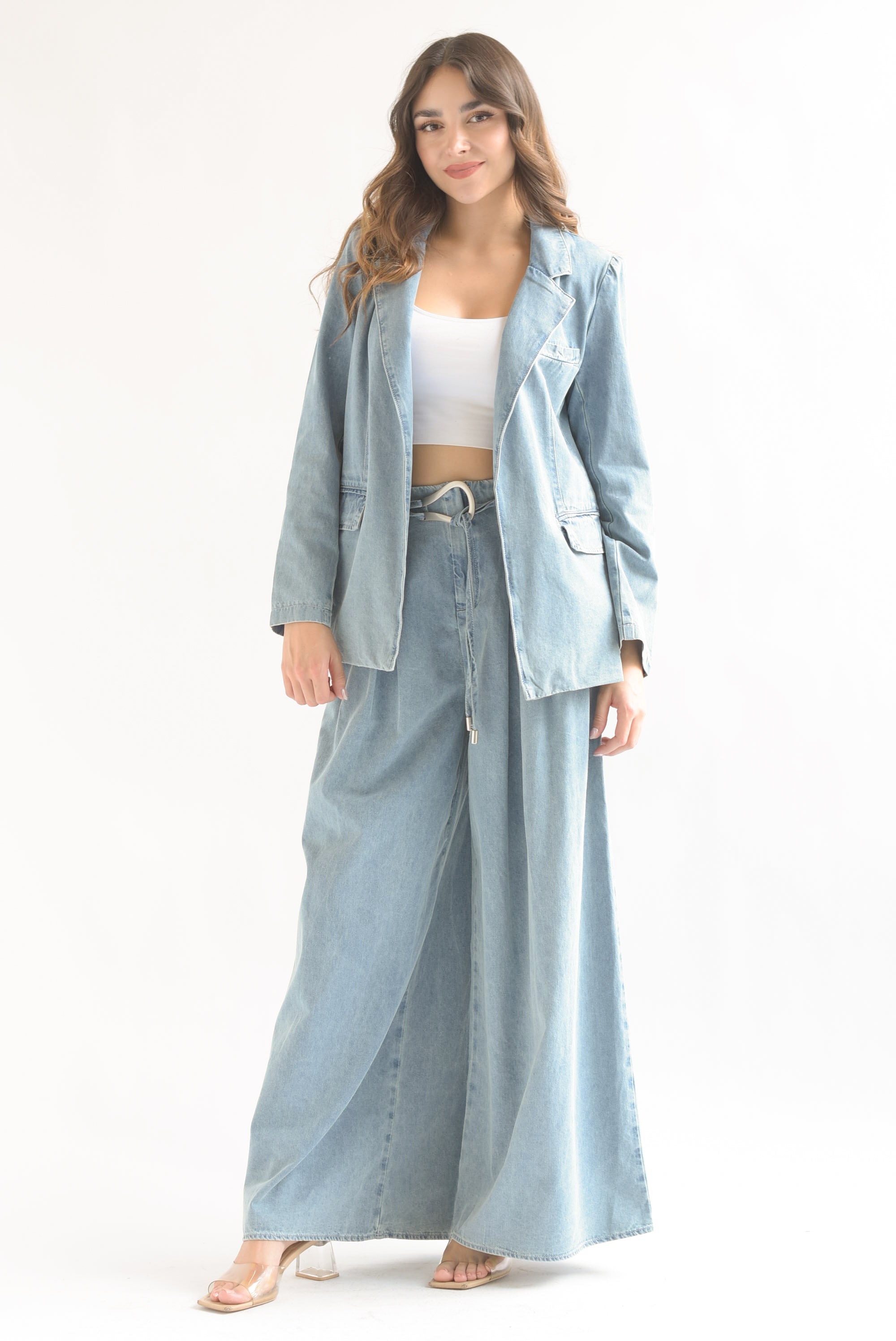 Set Pantalón super wide y Blazer Denim