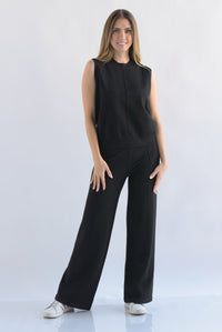 Fashion Styled Set Pantalón y Chaleco punto Negro