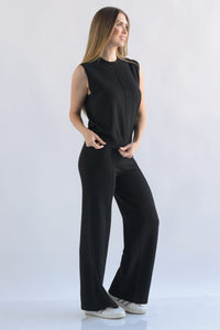 Fashion Styled Set Pantalón y Chaleco punto Negro