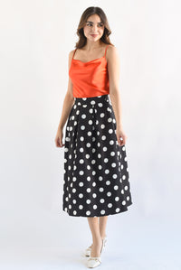 Fashion Styled Falda midi pinzas polka dots Negro