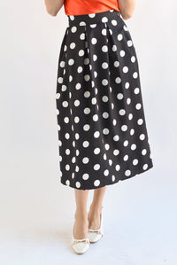 Fashion Styled Falda midi pinzas polka dots Negro