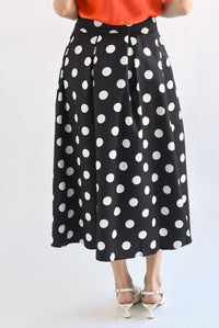 Fashion Styled Falda midi pinzas polka dots Negro