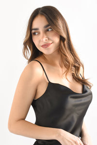 Fashion Styled Top lencero tirante ajustable Negro