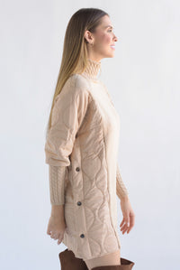 Fashion Styled Vestido punto poncho puffer Kaki