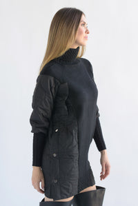 Fashion Styled Vestido punto poncho puffer Negro