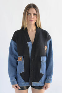 Fashion Styled Cárdigan Denim punto Negro