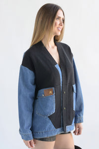 Fashion Styled Cárdigan Denim punto Negro