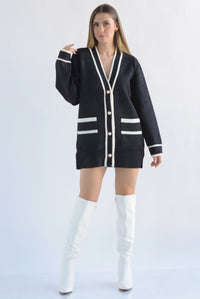 Fashion Styled Cárdigan largo filos Negro