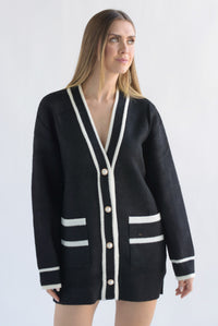 Fashion Styled Cárdigan largo filos Negro