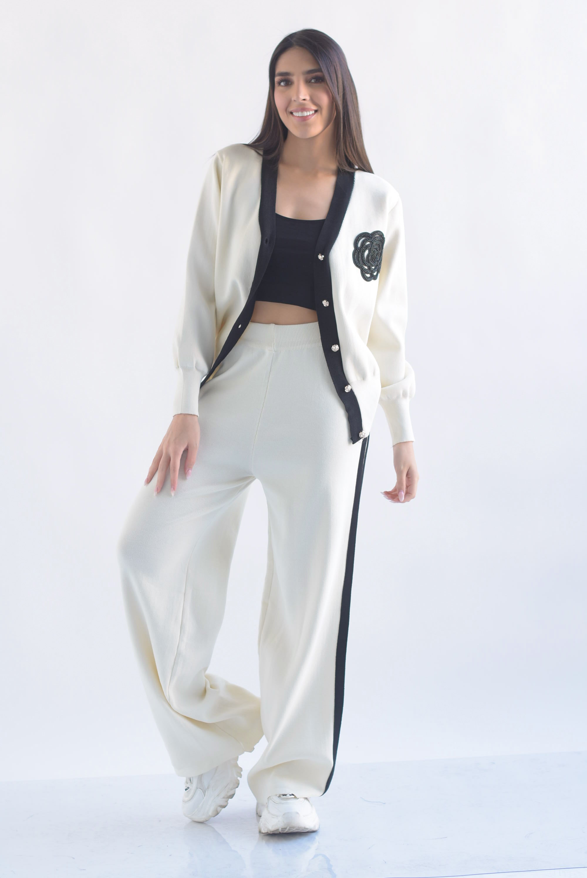 Set Pantalón track y Cárdigan Camelia punto