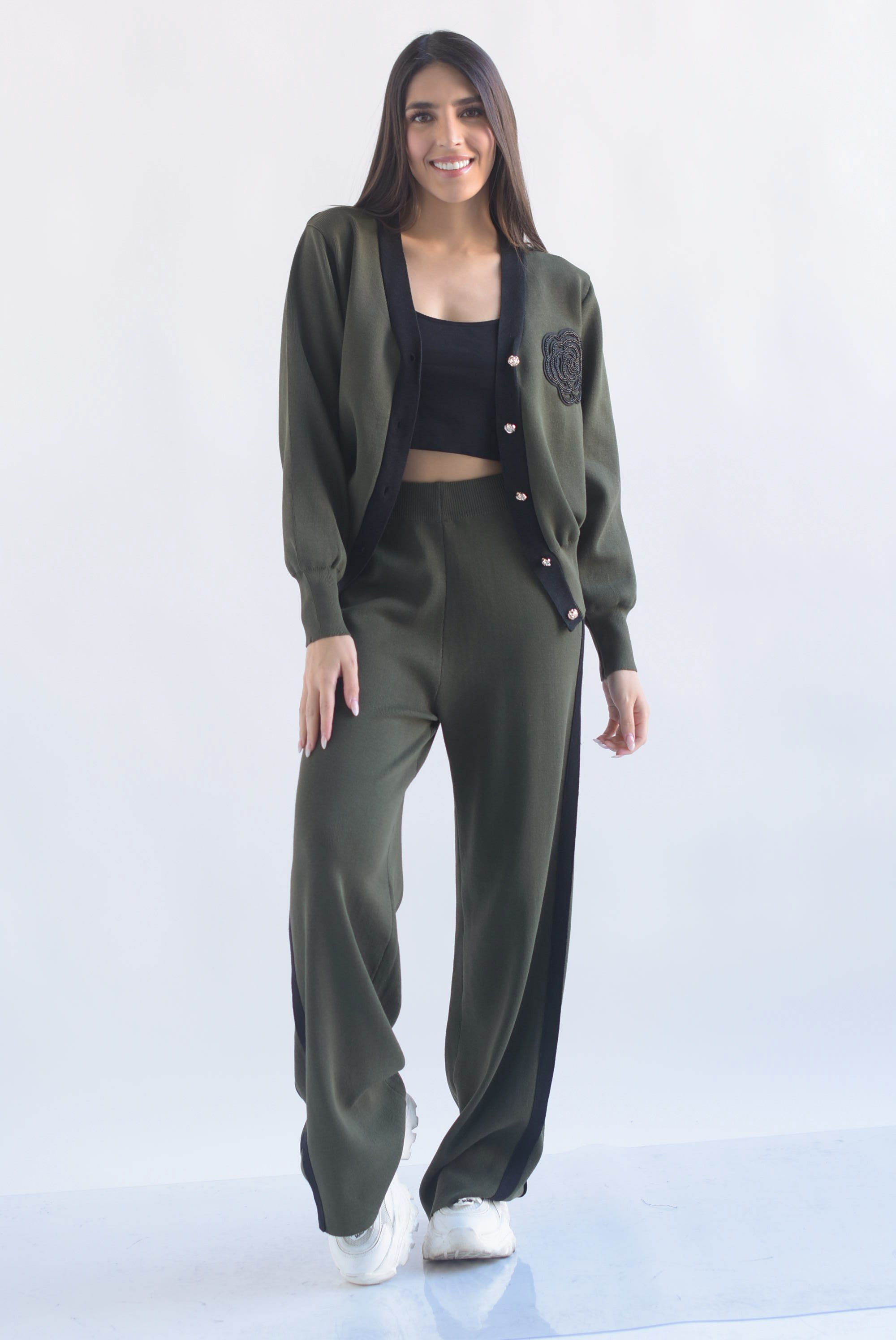 Set Pantalón track y Cárdigan Camelia punto