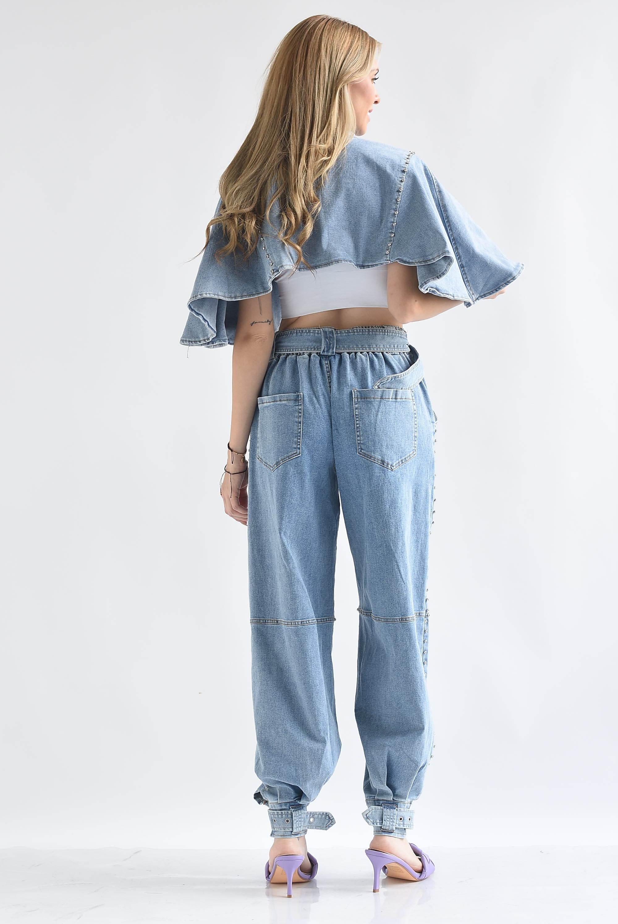 Set Jeans globo y Capa brillos