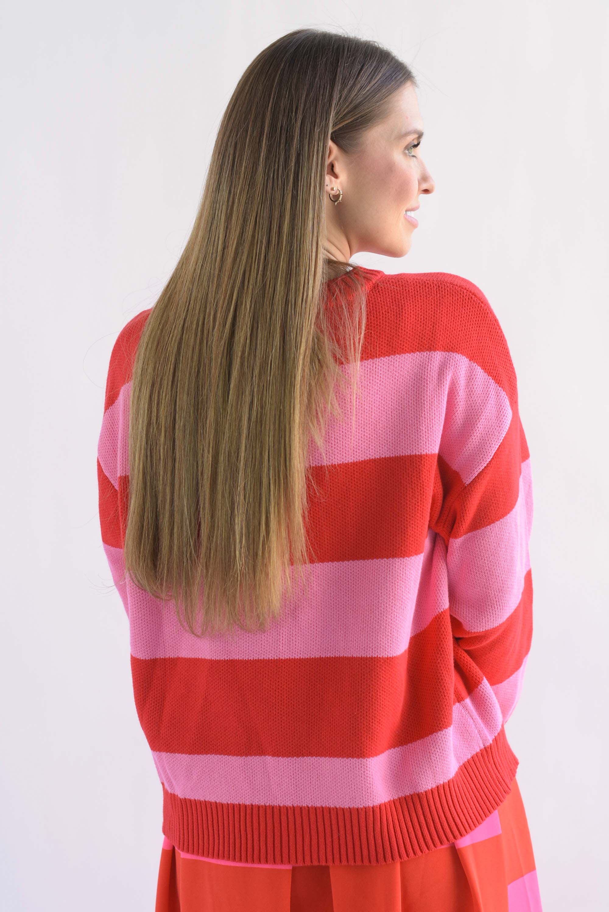 Sweater AMOUR franjas Rojo & Fiusha