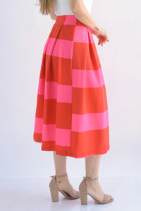 Fashion Styled Falda pinzas franjas Rojo & Fiusha