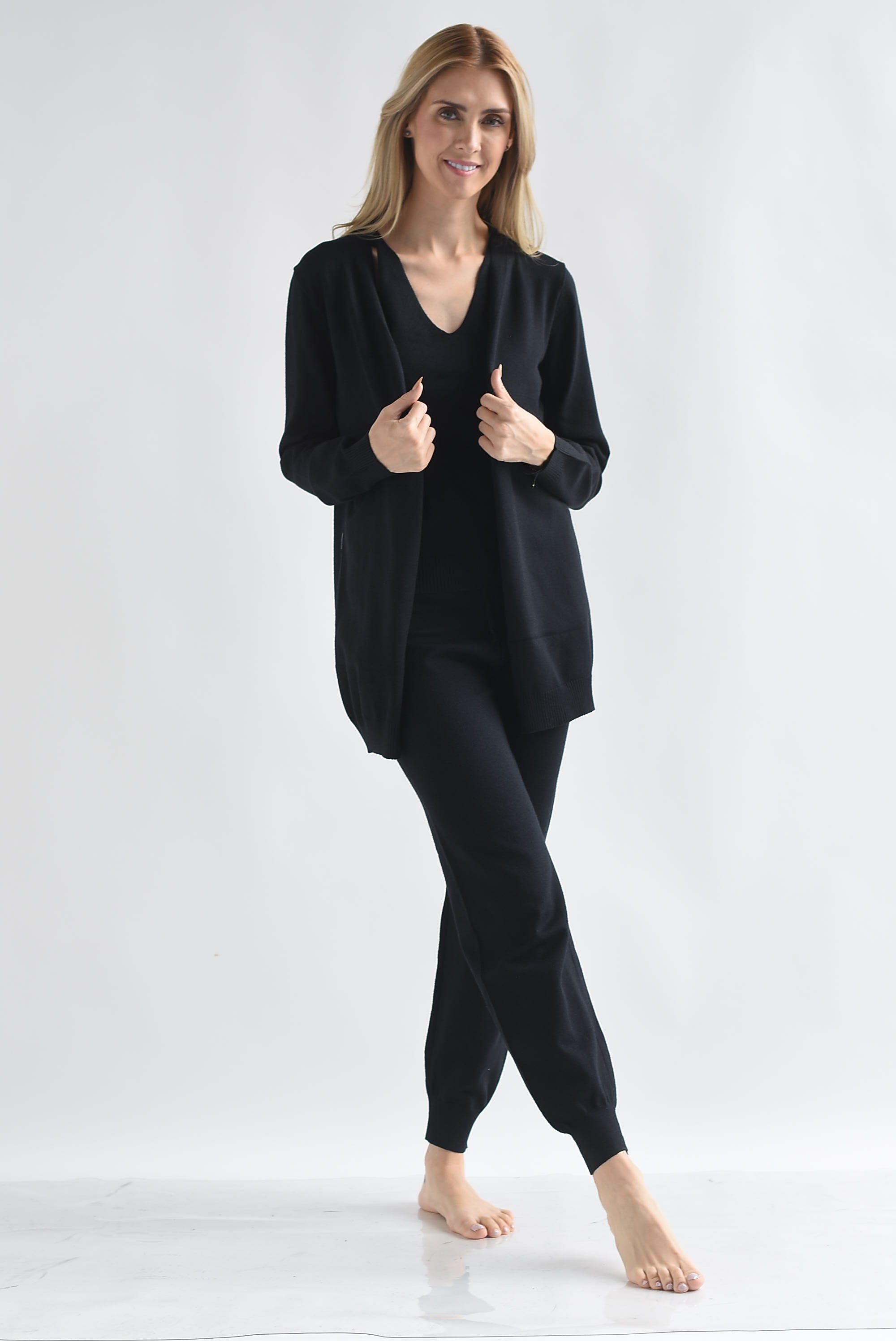 Set 3 piezas: Pantalón, Blusa y Cárdigan Negro