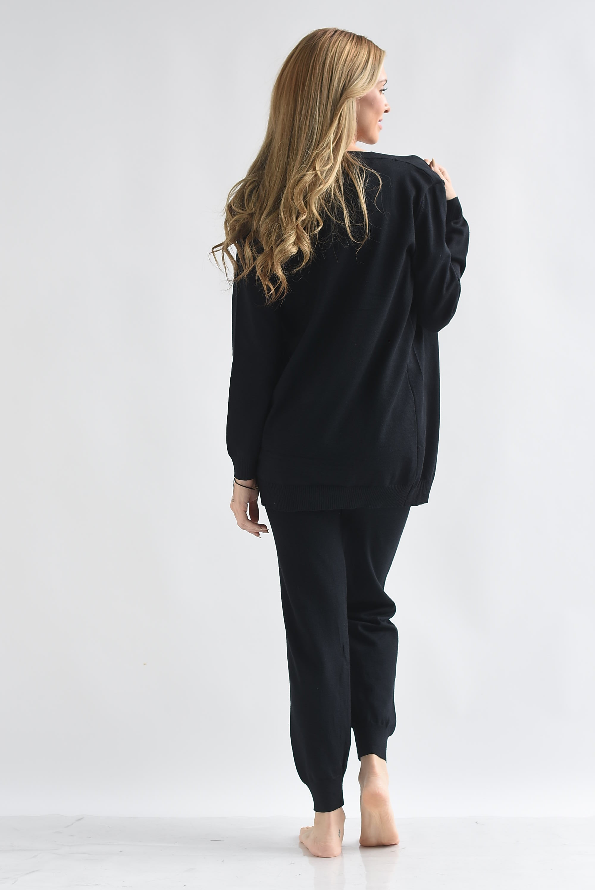 Set 3 piezas: Pantalón, Blusa y Cárdigan Negro