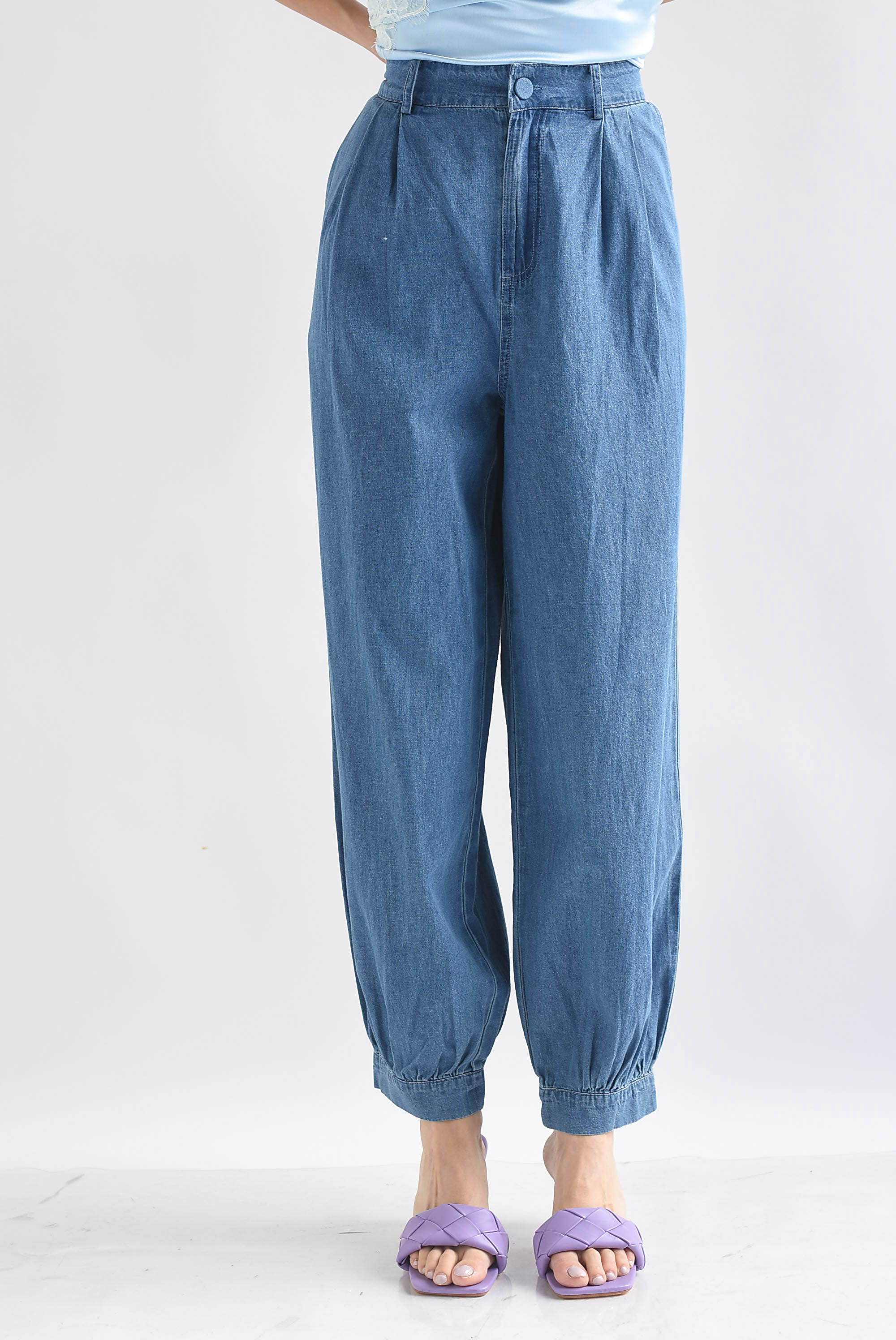Pantalón globo Denim pinzas
