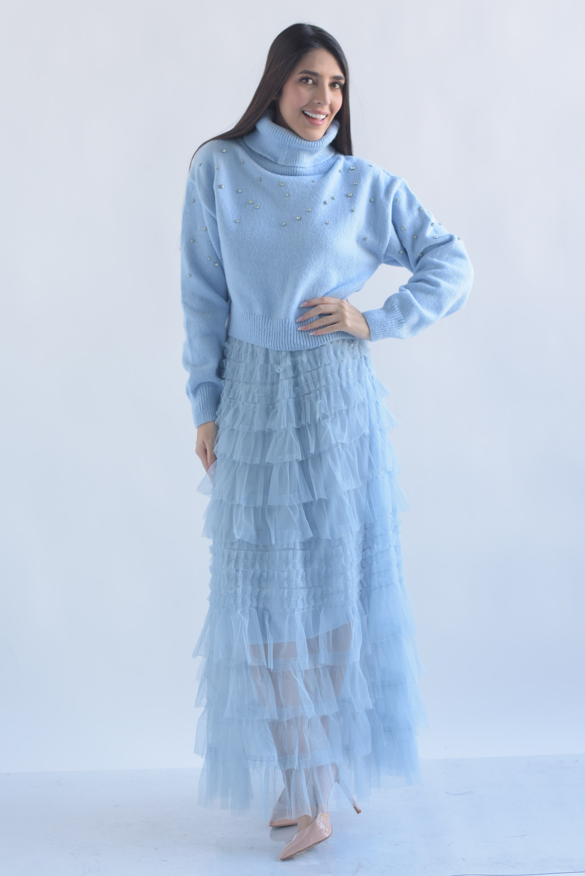 Falda tiras y olanes tulle