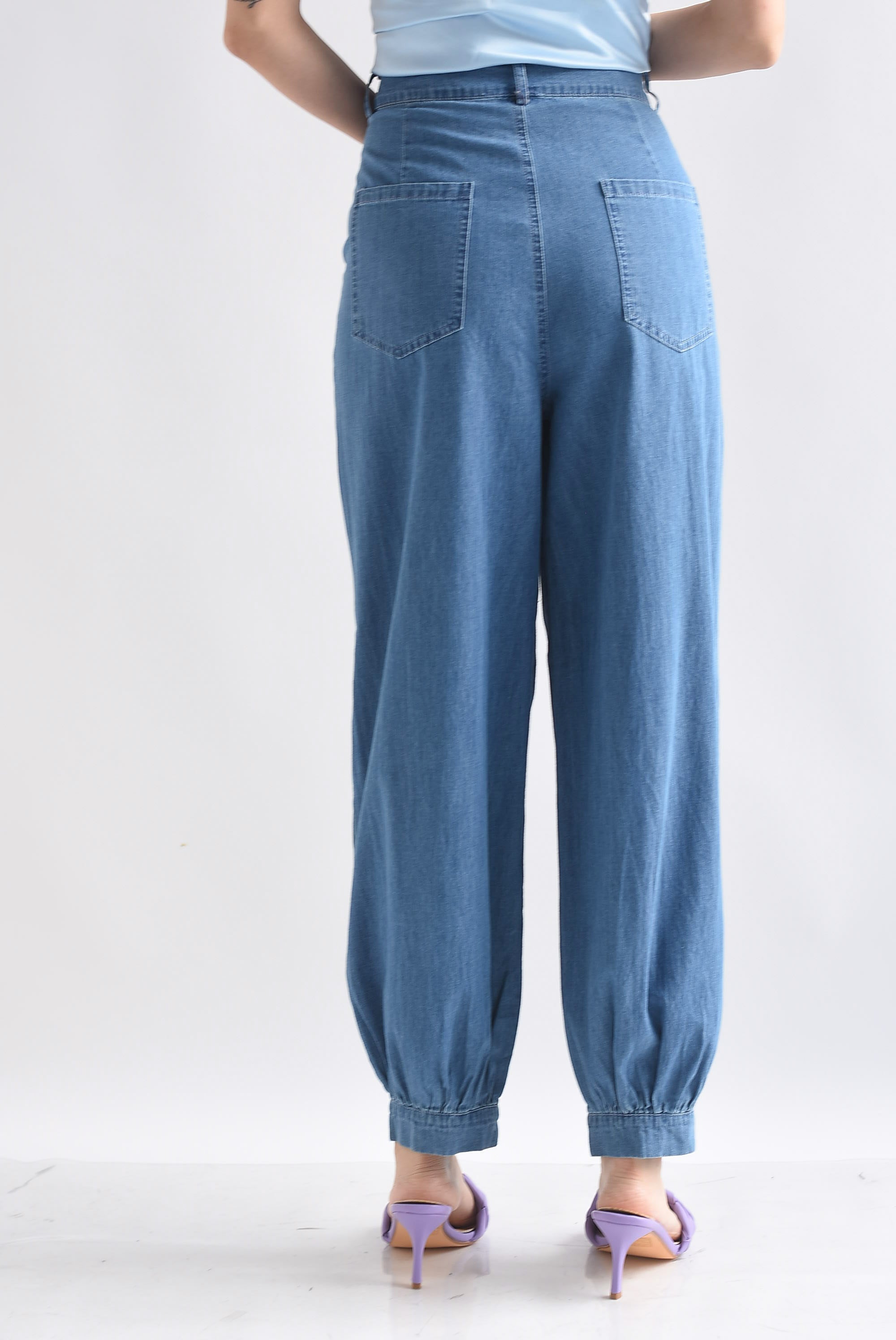 Pantalón globo Denim pinzas