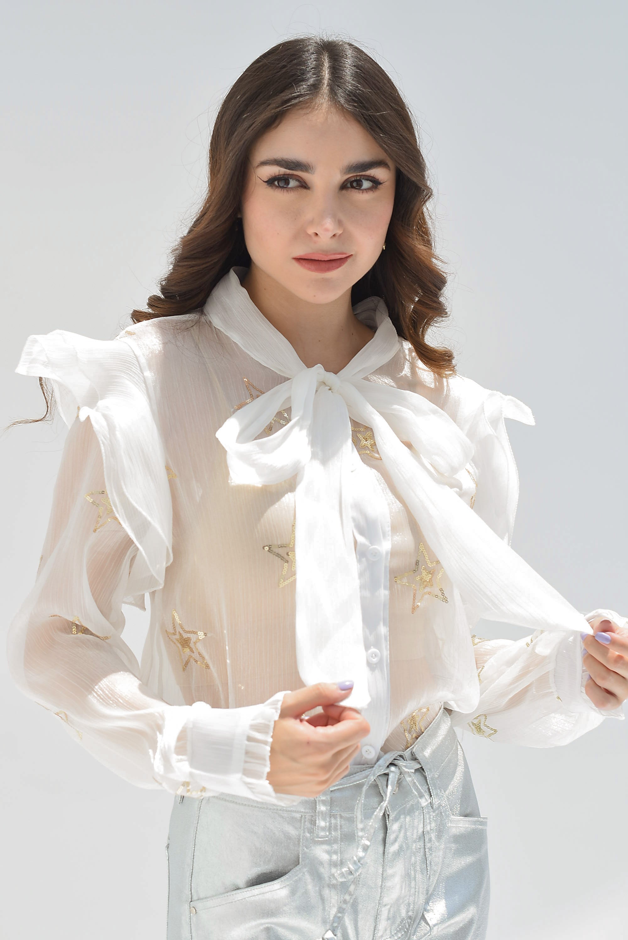 Blusa estrellas doradas Blanca