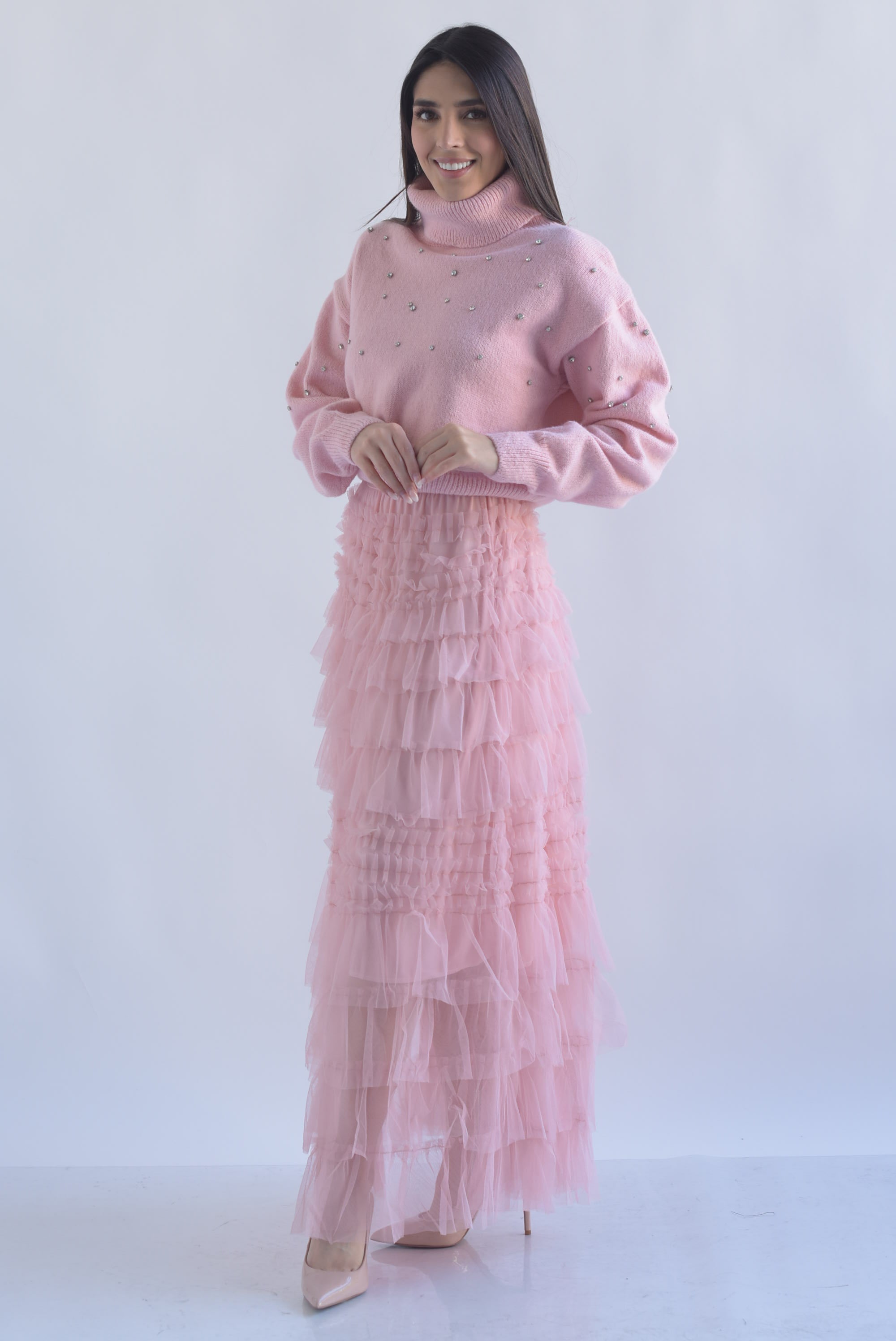 Falda tiras y olanes tulle