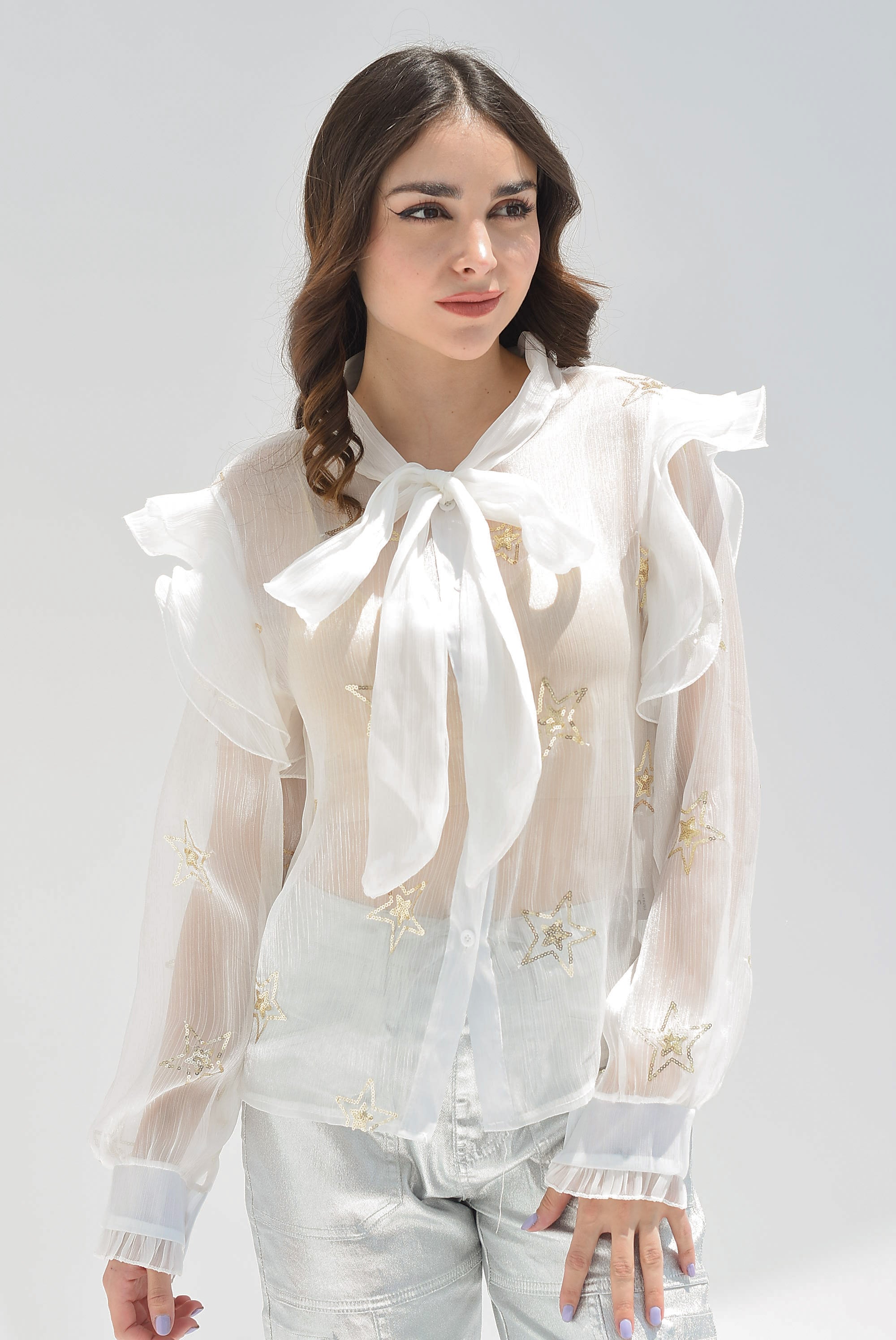 Blusa estrellas doradas Blanca