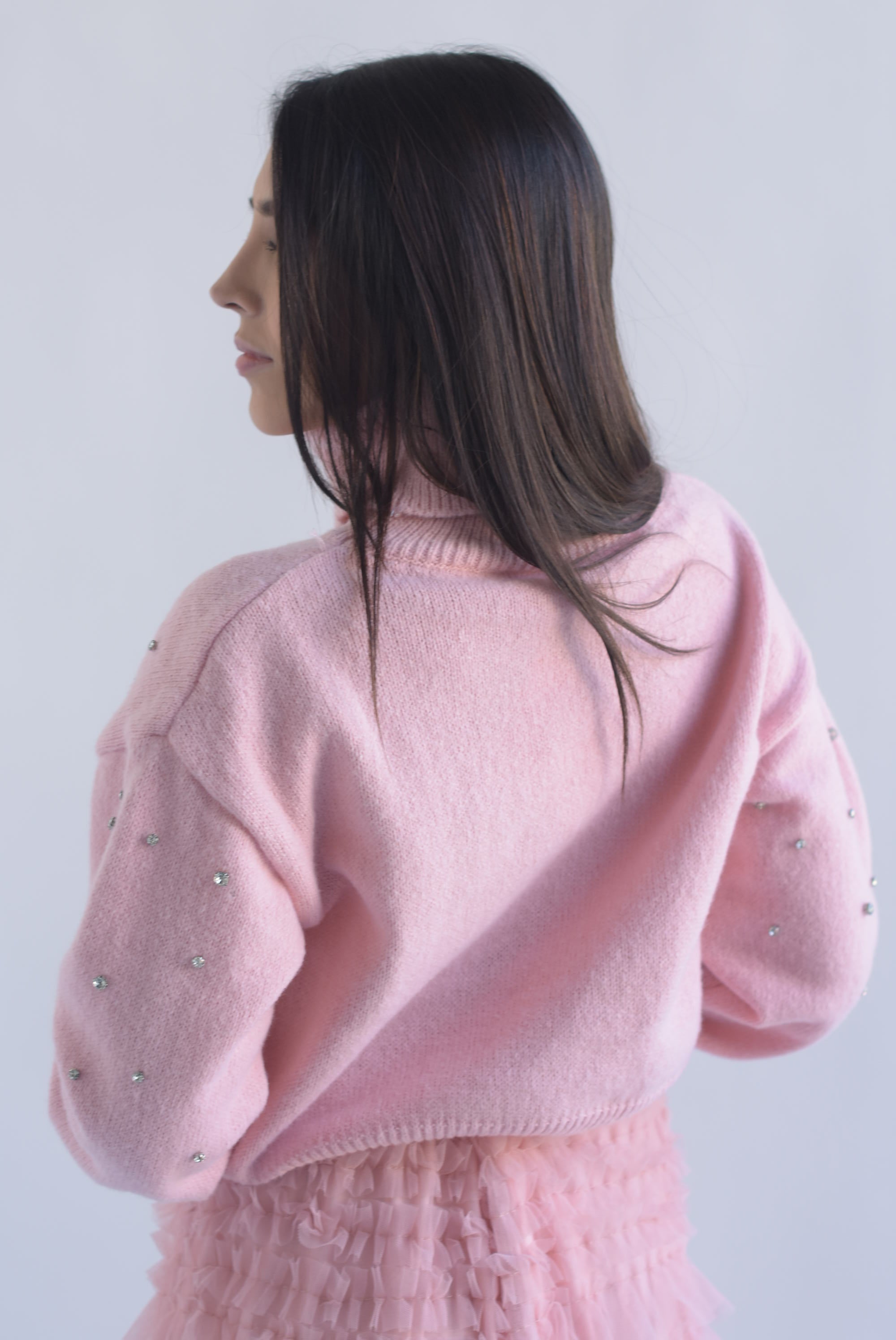 Sweater cuello alto brillos