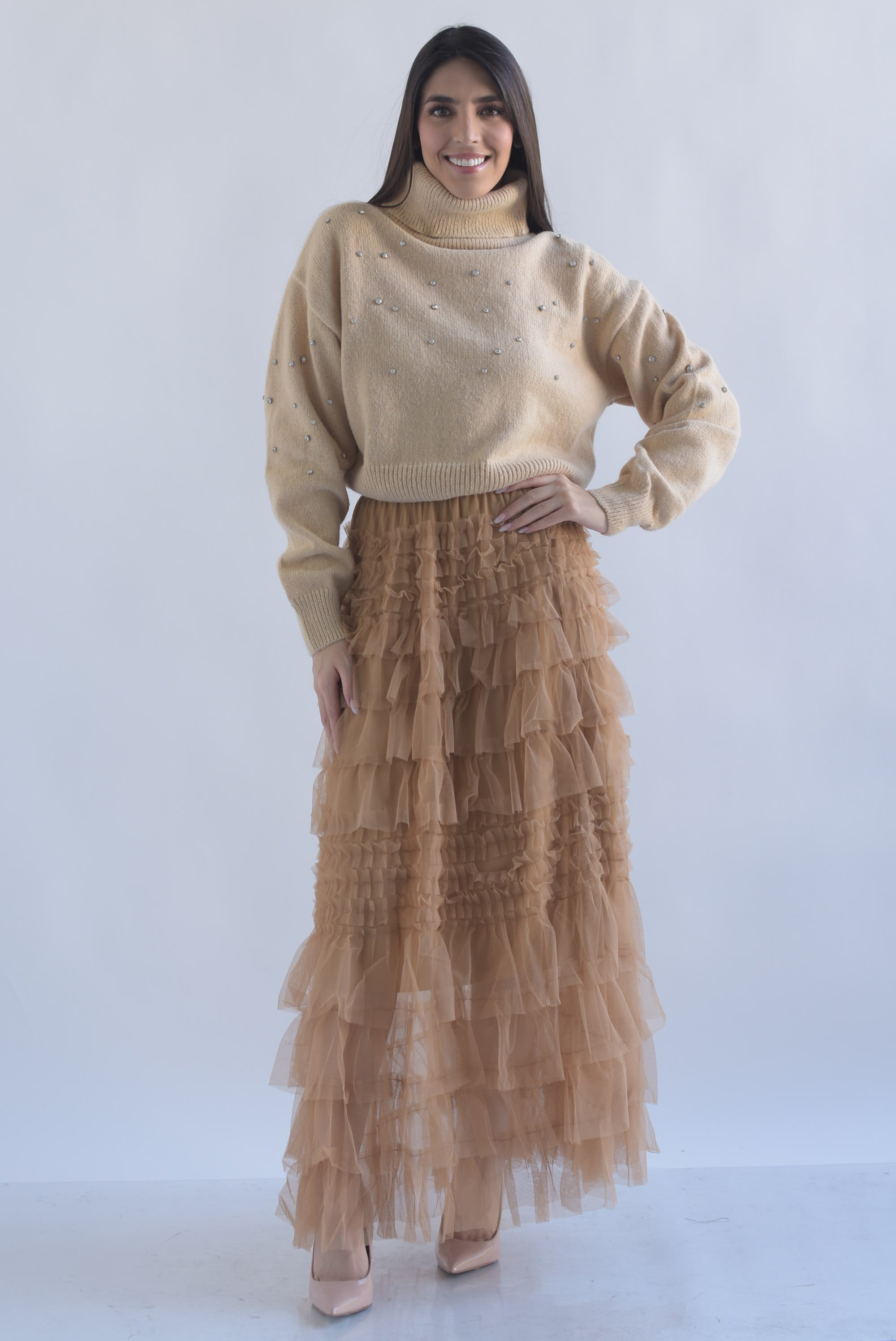 Falda tiras y olanes tulle