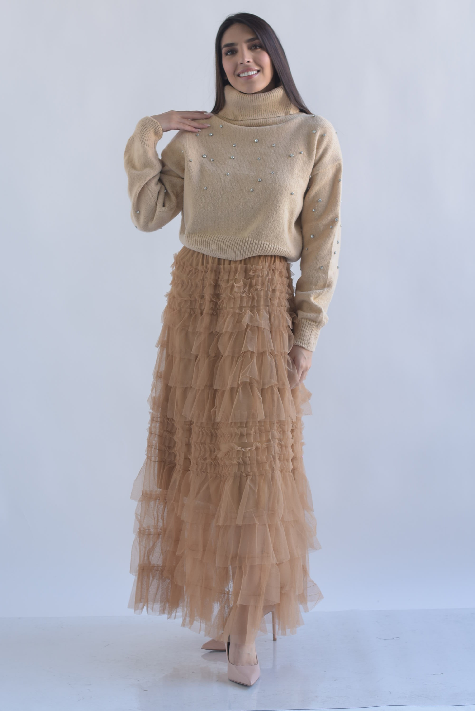 Falda tiras y olanes tulle