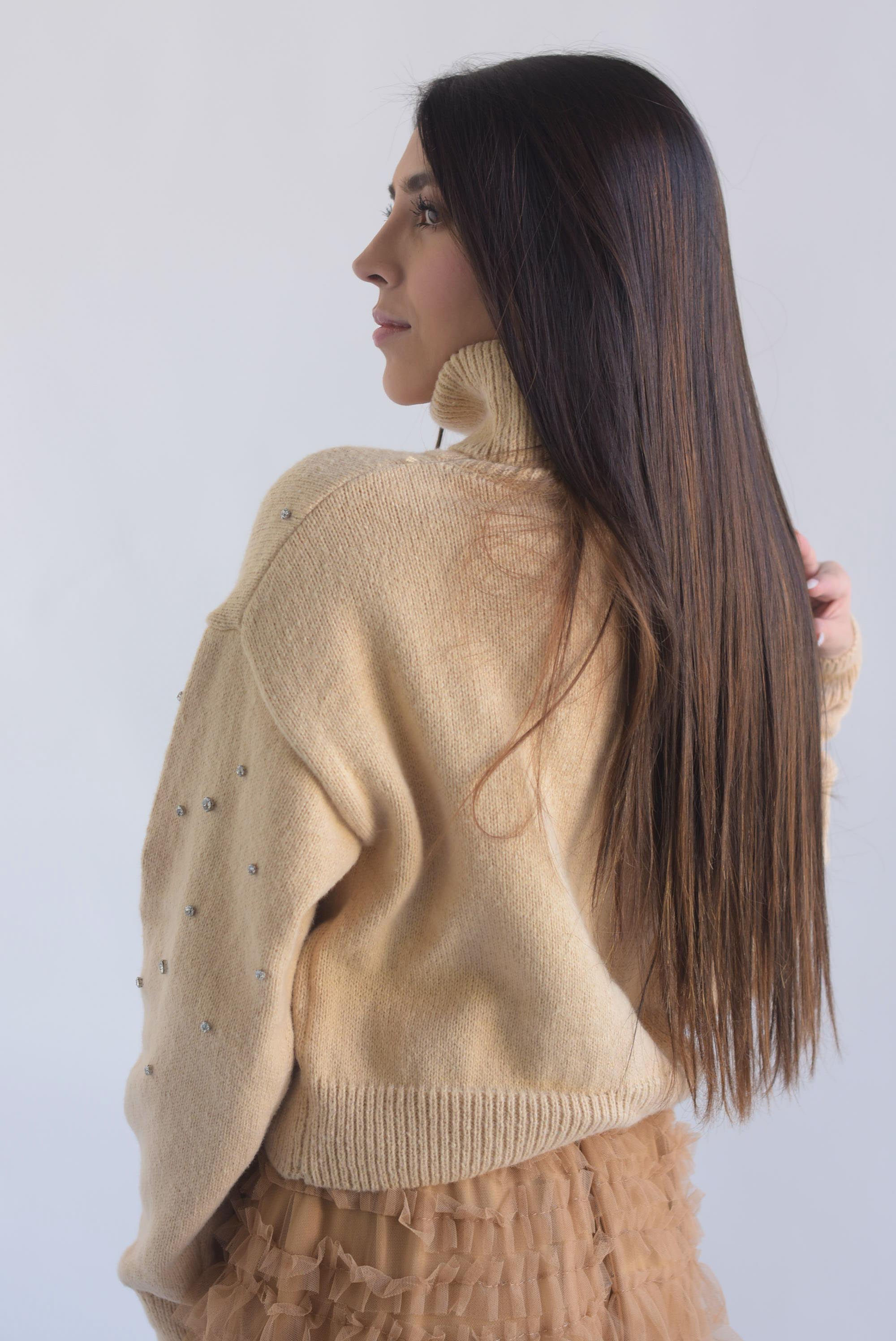 Sweater cuello alto brillos