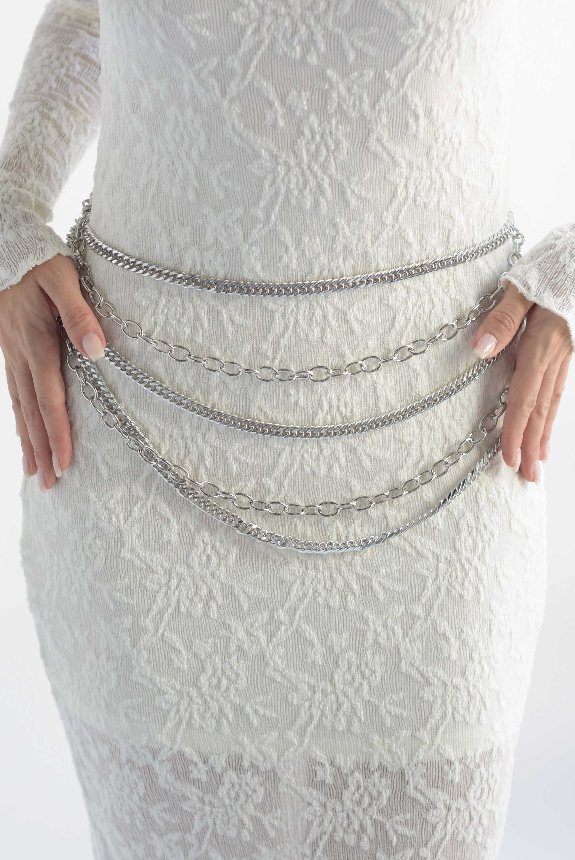 Cinturón cinco cadenas Plata