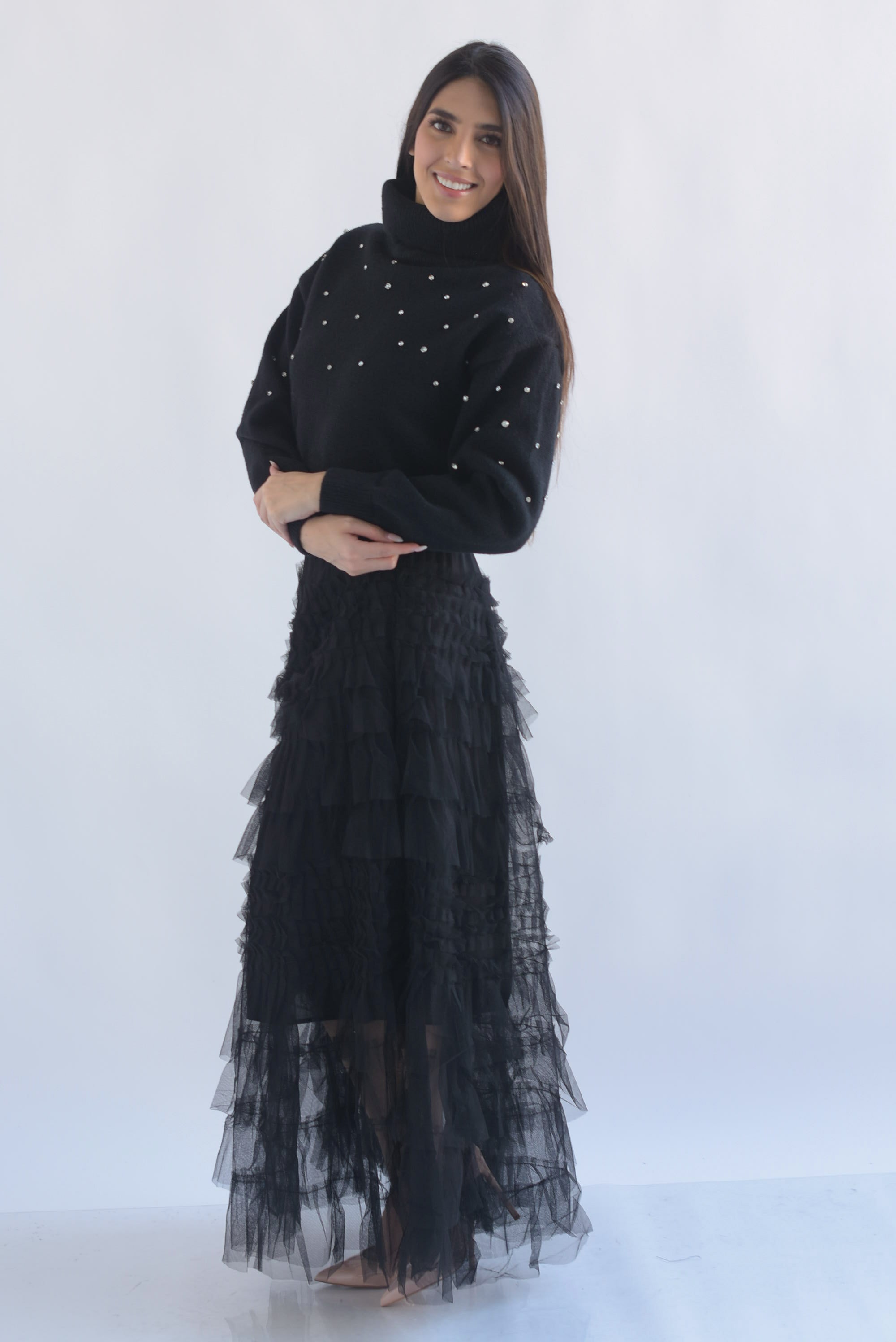 Falda tiras y olanes tulle