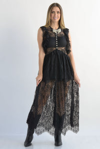 Fashion Styled Vestido encaje con moño Negro