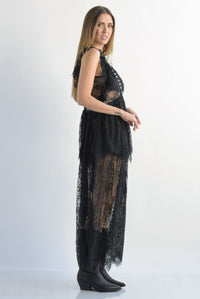 Fashion Styled Vestido encaje con moño Negro