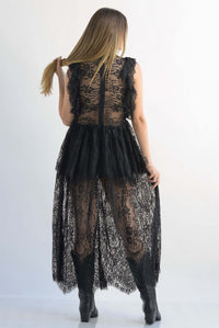 Fashion Styled Vestido encaje con moño Negro