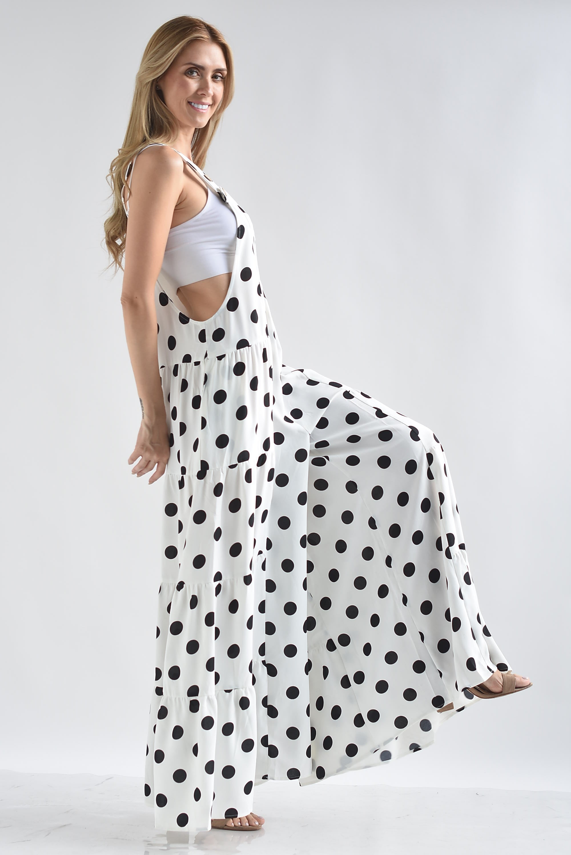 Overol pata de elefante polka dots