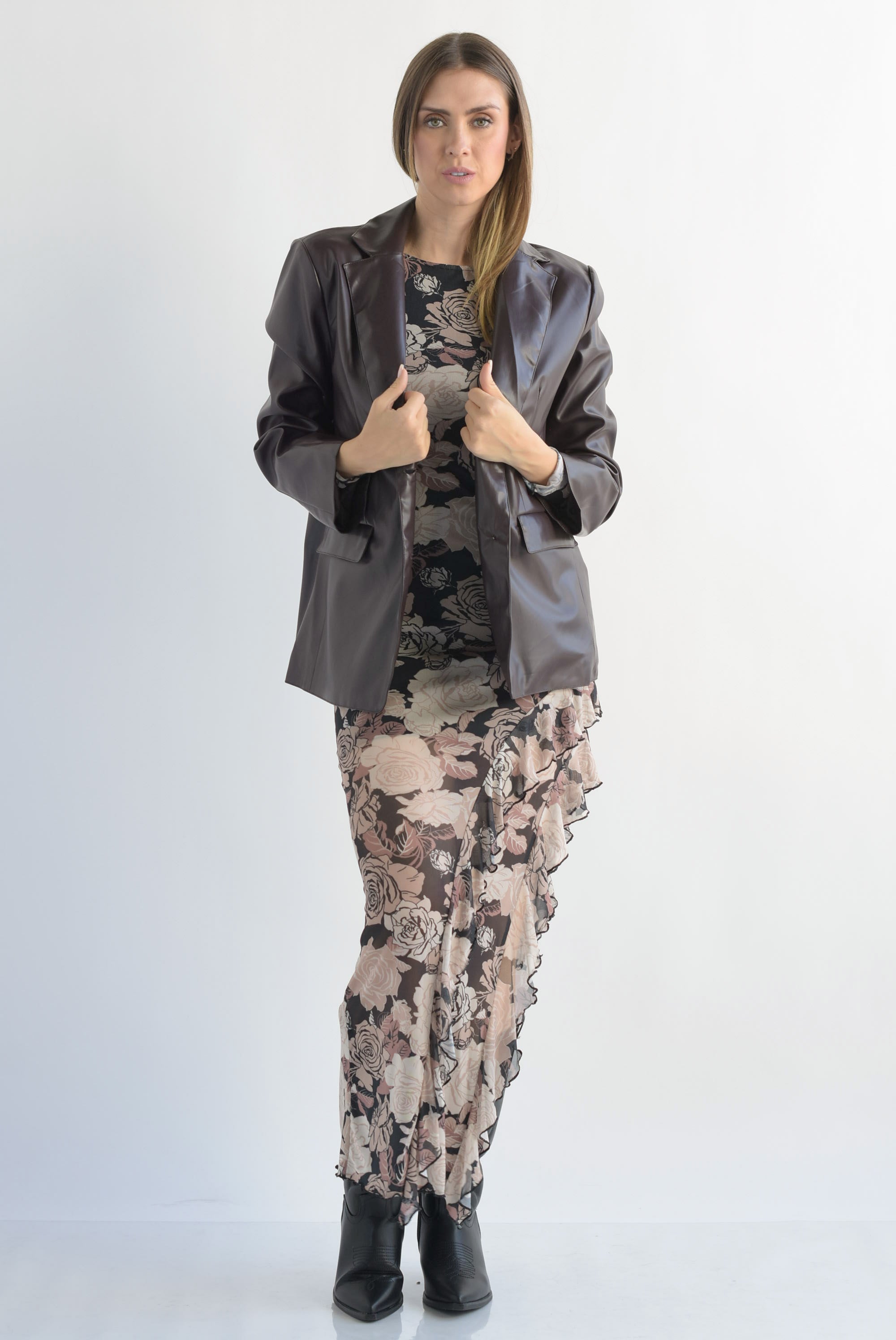 Blazer vinipiel bolsillos ojal Espresso