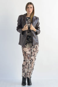 Fashion Styled Blazer vinipiel bolsillos ojal Espresso