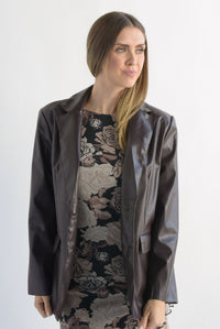 Fashion Styled Blazer vinipiel bolsillos ojal Espresso