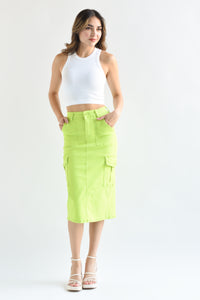 Fashion Styled Falda cargo Denim Lime