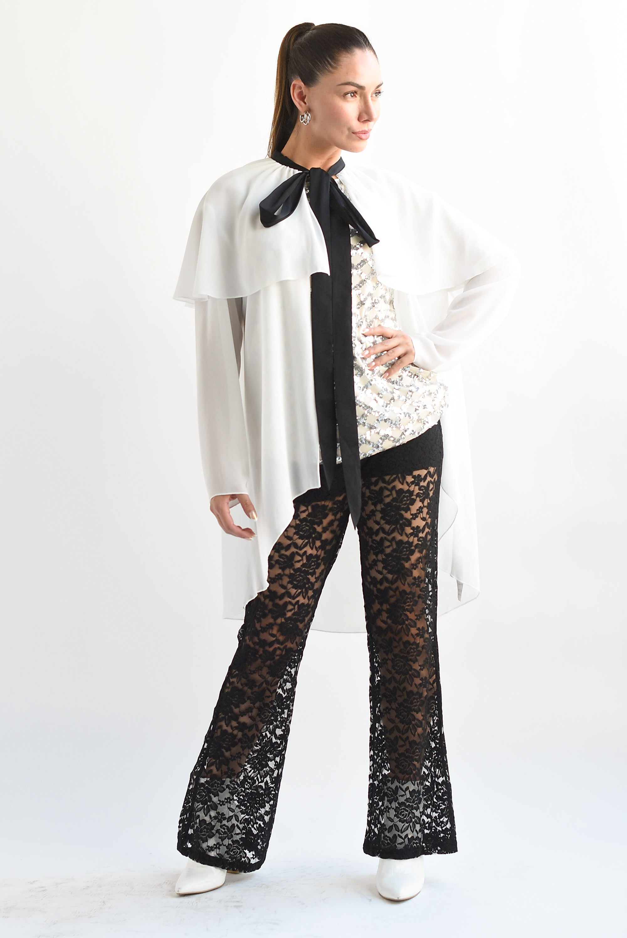 Blusa lentejuela con capa gasa