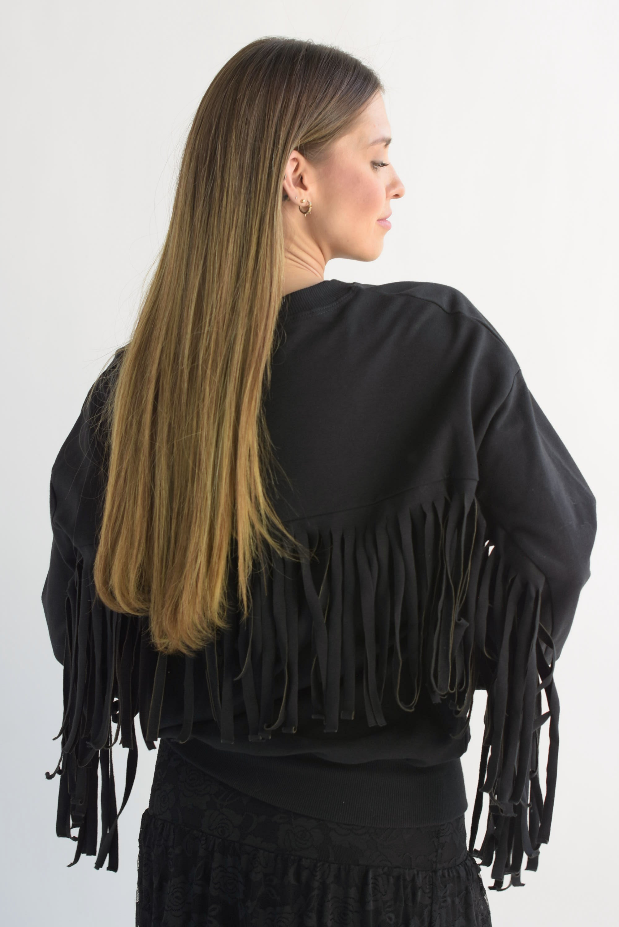 Sudadera flecos cowboy Negra