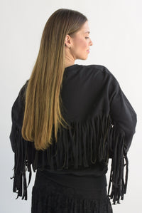 Fashion Styled Sudadera flecos cowboy Negra