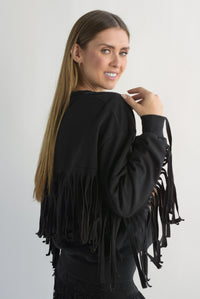 Fashion Styled Sudadera flecos cowboy Negra