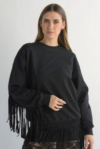 Fashion Styled Sudadera flecos cowboy Negra