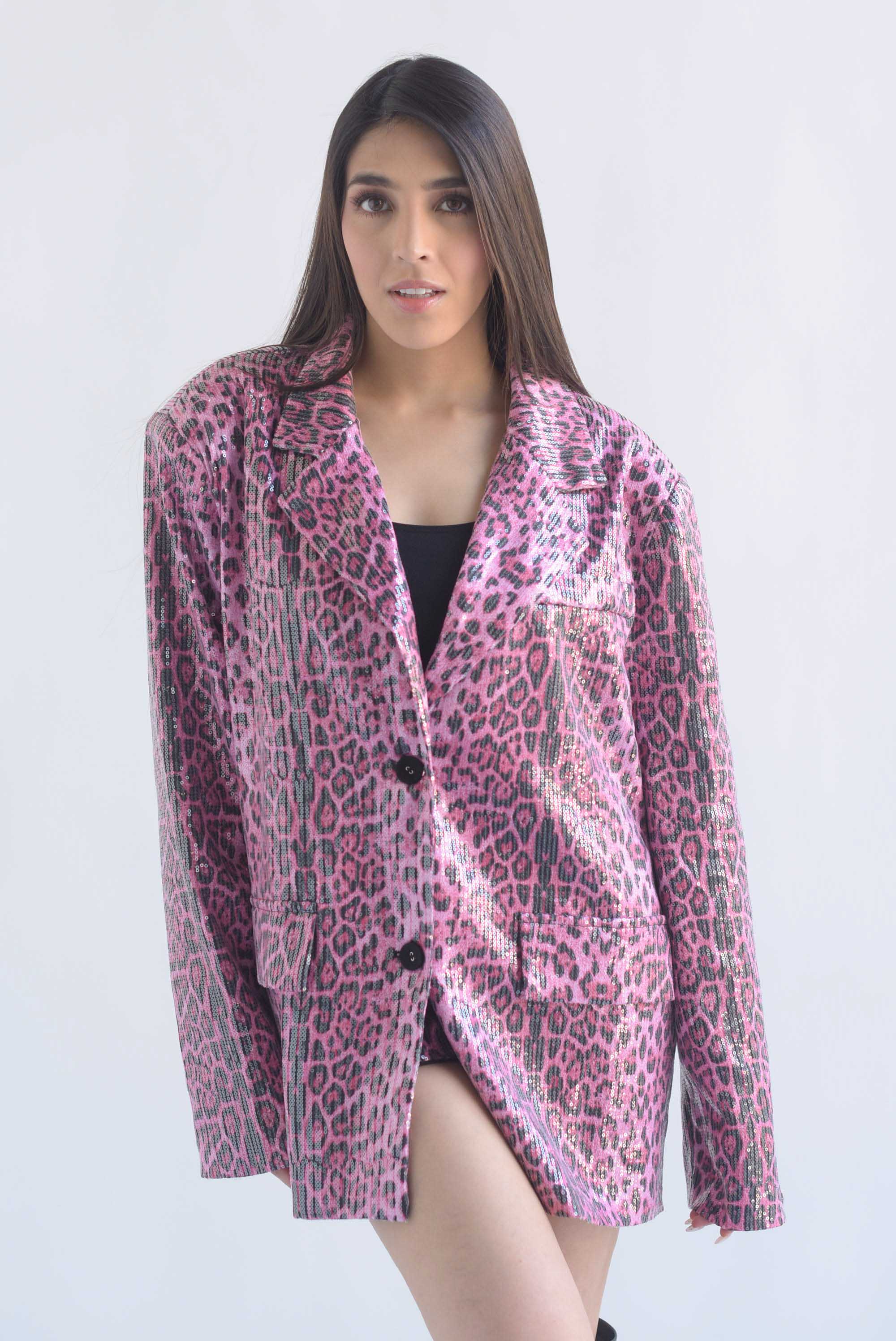 Set Short y Blazer lentejuela Leopardo