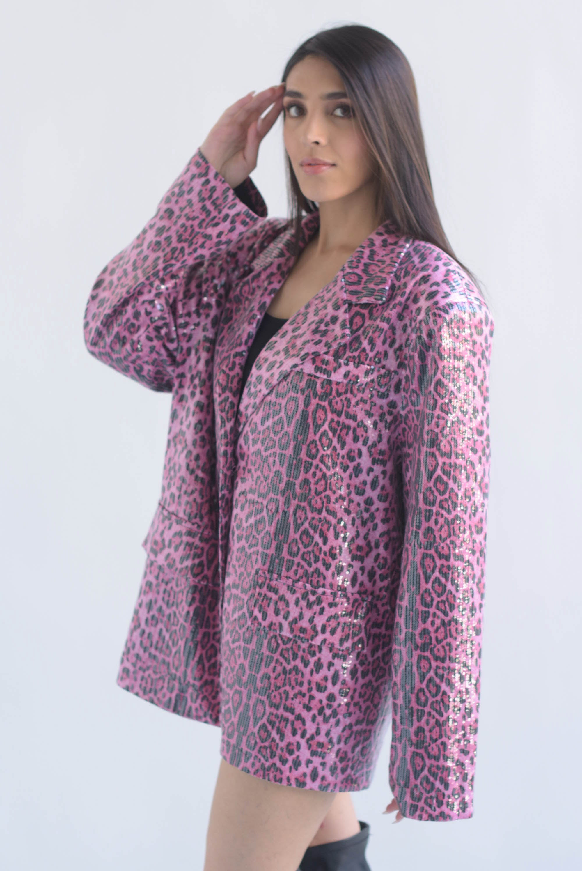 Set Short y Blazer lentejuela Leopardo